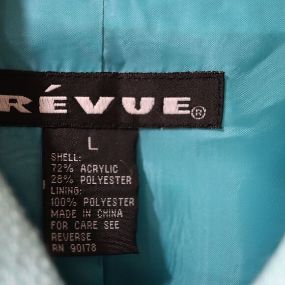 Révue Vintage Structured Blue & White Blazer Tweed Piping Polka Dot LG - Picture 9 of 10